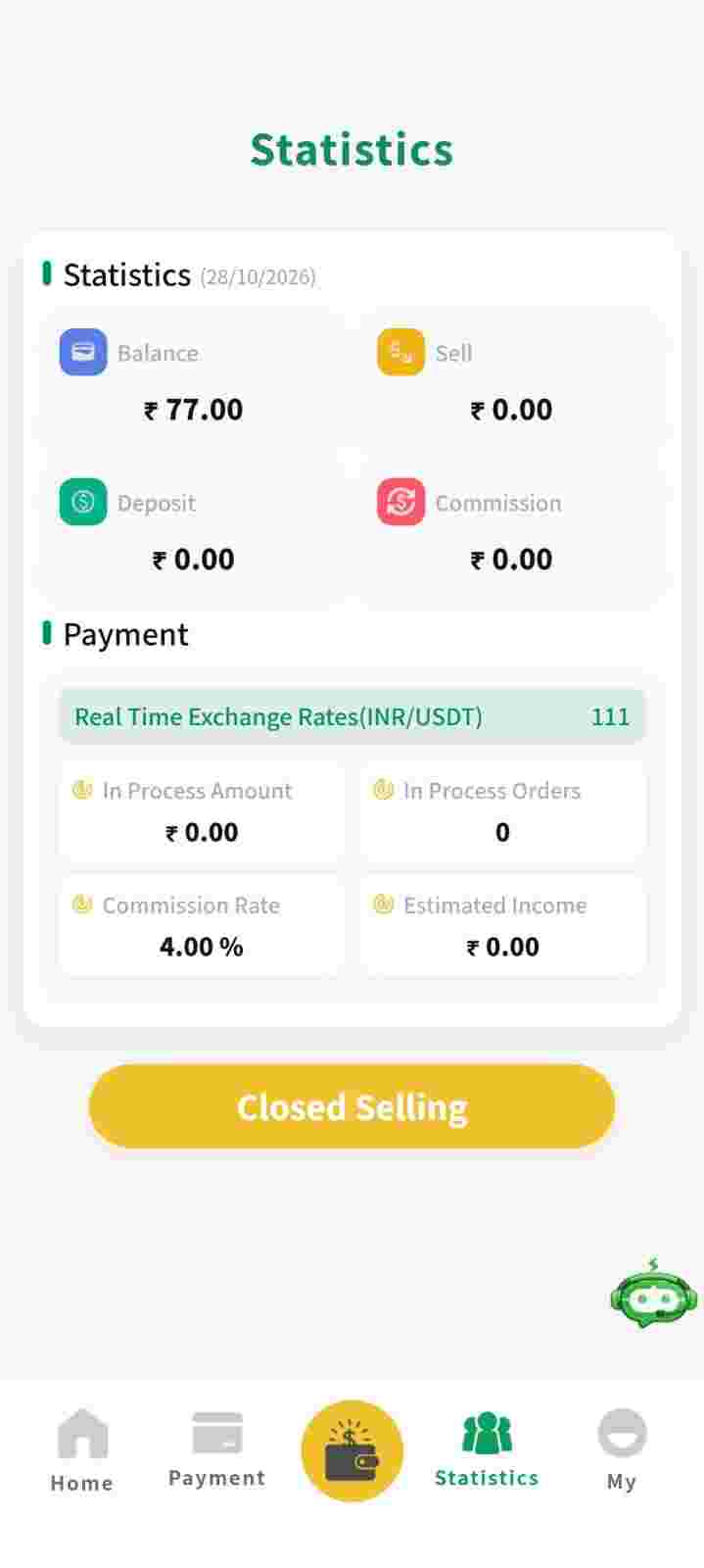 ComePay withdrawal and payment history screen